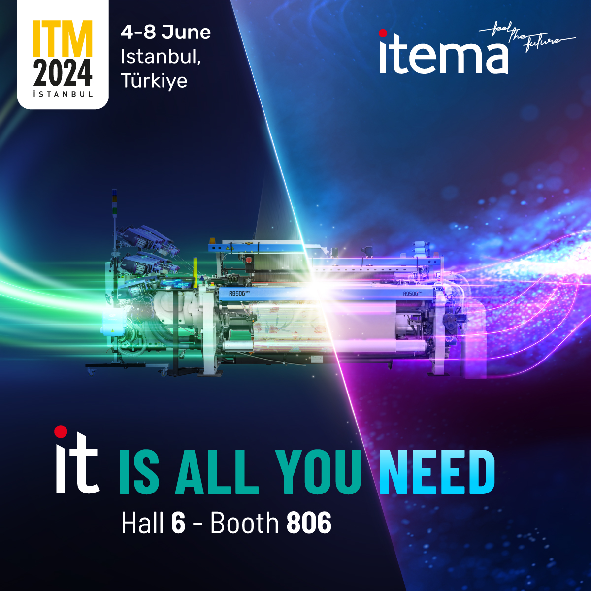 Itema presenterà le sue più recenti innovazioni per la tessitura e il portale clienti HelloItema a ITM 2024